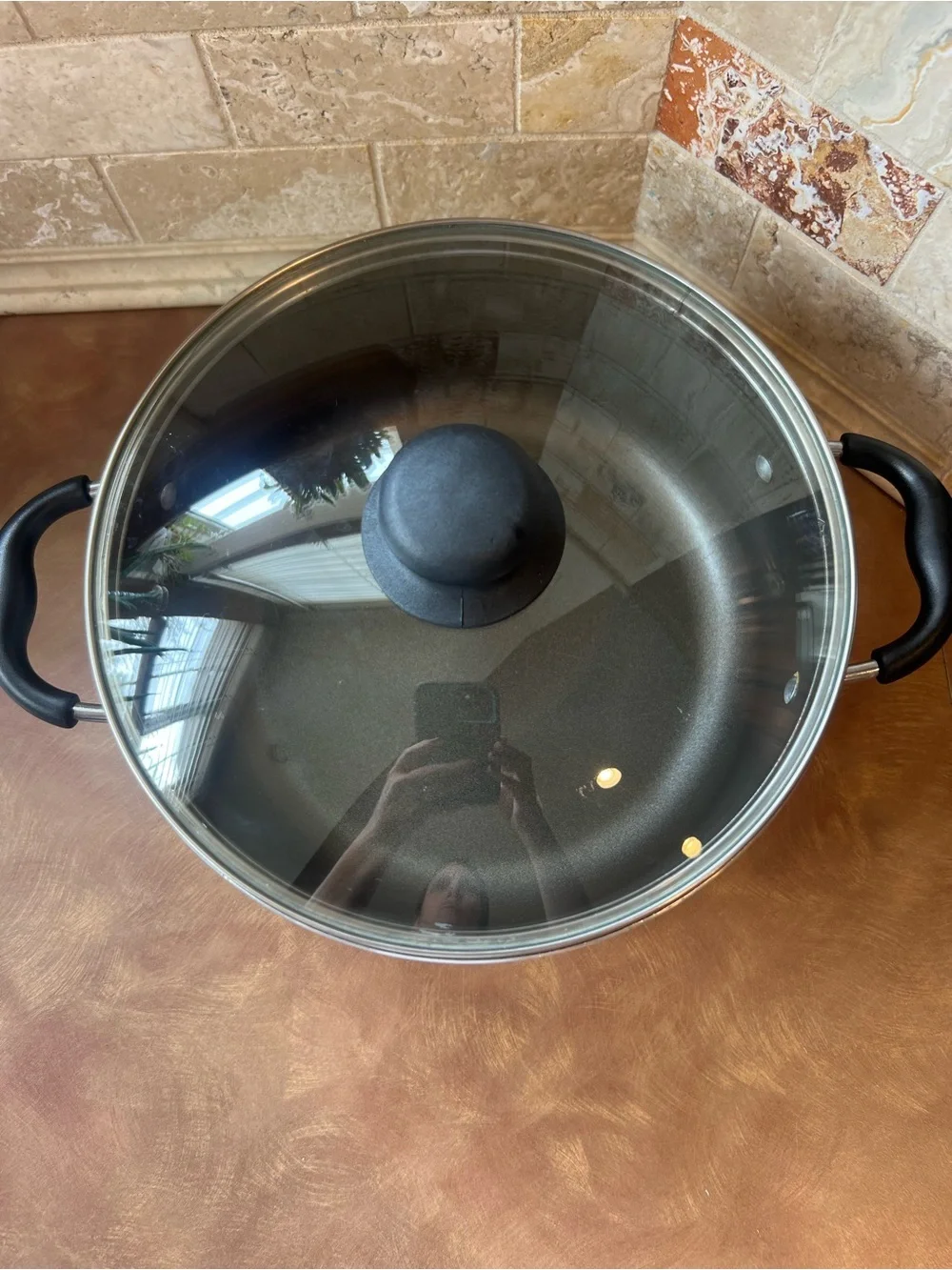 Stainless Steel Nonstick Stockpot 3-4 Quarts with Glass Lid and Black Handles